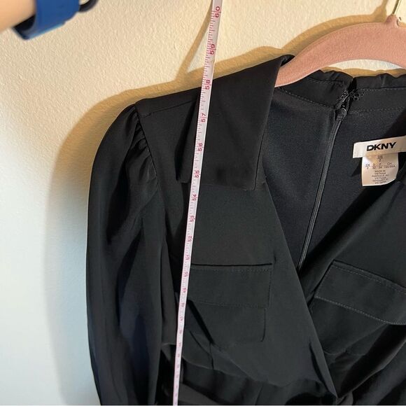 DKNY Women's Collared Tie-Waist Long-Sleeve Jumpsuit Black 2 NWT - Picture 14 of 16